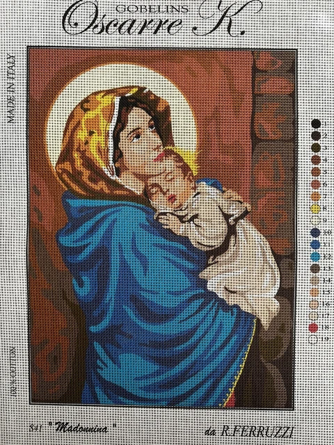 Tapiz con aguja duende madre e hijo solo lona de 12x16 pulgadas