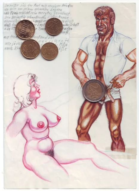 Originalzeichnung GAY Homo-erotisch wie Tom of Finland um 1950 / 1960 von ? F