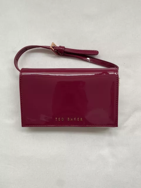 Ted Baker Burgundy/White Patent Leather Crossbody Handbag w/ dust bag