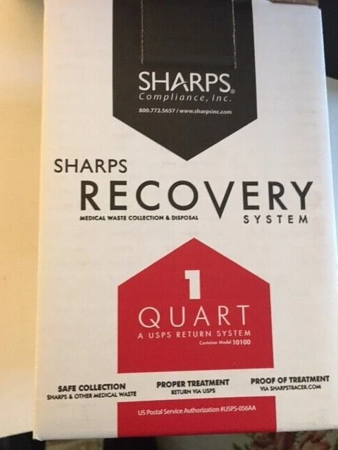 Sharps Recovery System 1 Quart Paid Mailback Sharps Container 10100 new