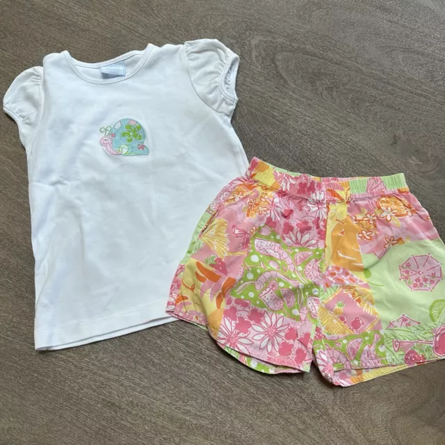 Girls Short Set Boutique Little English Lilly Pulitzer  Snail Floral 6/6X