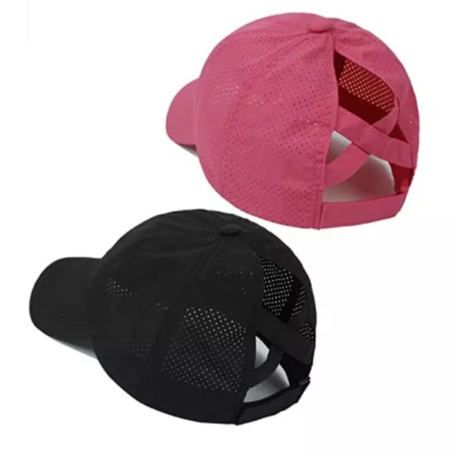 3X(2 Piezas Gorra de BéIsbol con Cola de Caballo Entrecruzada para Mujer Go3329