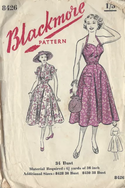 1950S VINTAGE SEWING Pattern DRESS B34 (R543) By 'Richard Cole