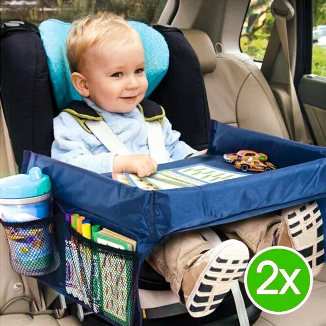 2x Car Child Safety Seat Snack Travel Tray Waterproof Kids Drawing Board Table