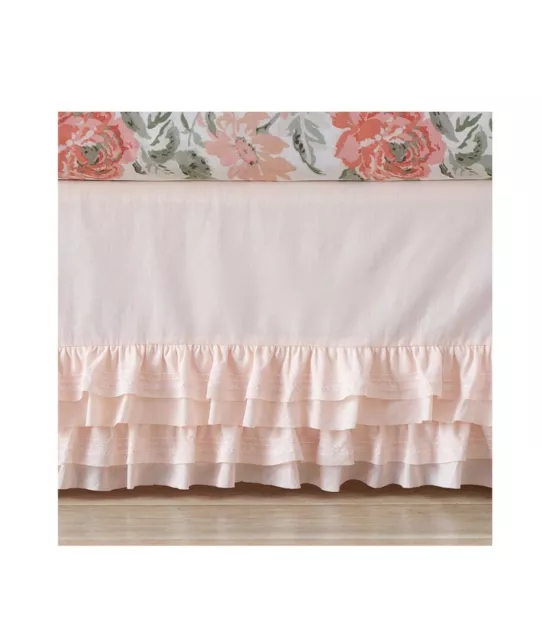 Pottery Barn Kids Sadie Ruffle Organic Crib Skirt Blush