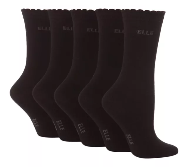 5 paia calzini alla caviglia YE001 ragazze Elle Designer neri 6-8 UK 21-25 EURO