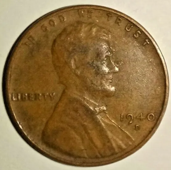 1940 D Usa Lincoln Head Penny - Small Cent - One Cent Coin - Wheat 1940-D