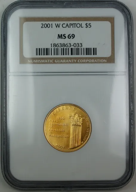 2001-W Capitol $5 Gold, NGC MS-69, Gem Commemorative Coin