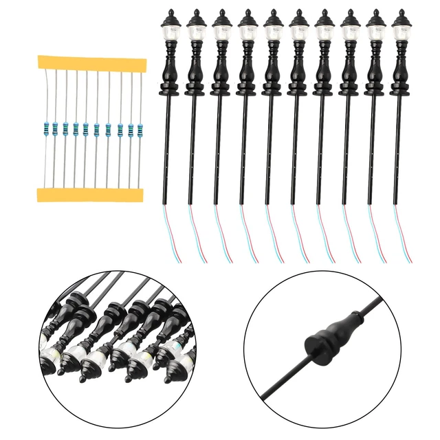 10 PIÈCES MODÈLE de chemin de fer 1:50 lampe lampadaire échelle DEL