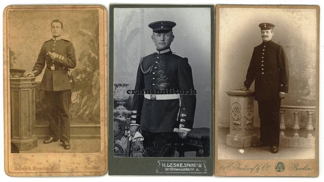 3x Orig. Foto CDV Portrait Soldaten in BERLIN Spandau Schützenschnur
