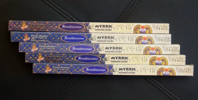 40 Sticks 5x 8g Boxes FRANKINCENSE MYRRH Scented Incense Insence Bulk Kamini