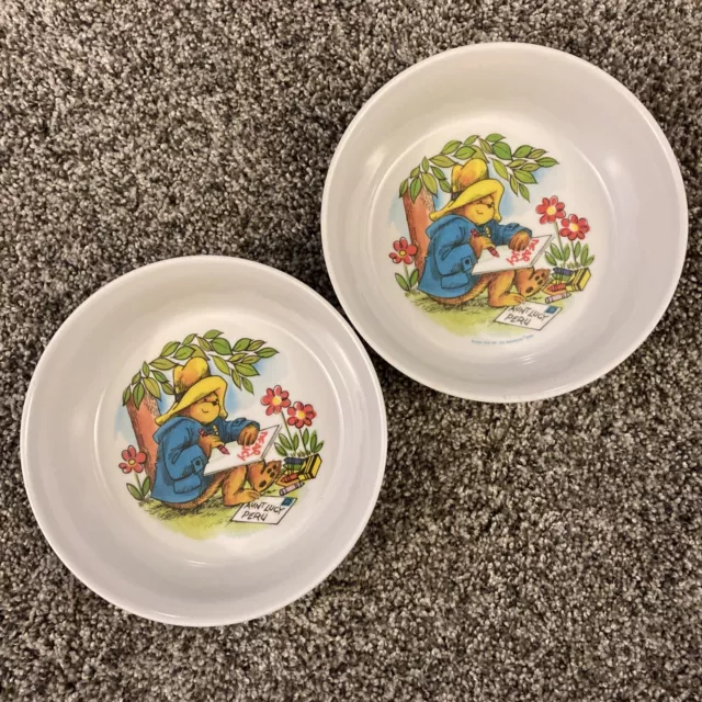 Vintage 1981 Paddington Bear Melamine Child Cereal Bowls Eden Toys SiLite