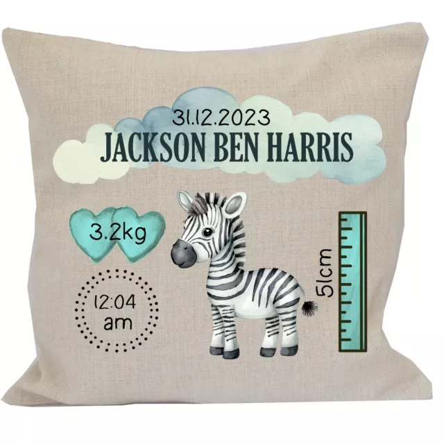 Baby Birth Details Cushion Personalised Name Baby Boy Arrival Newborn Gift