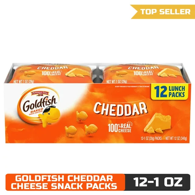 GOLDFISH CHEDDAR CHEESE Crackers, Snack Packs, 1 oz, 12 CT MultiPack