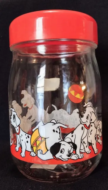 Disney 101 Dalmations Glass Cookie Jar Vintage HTF Puppy Treat Jar Dalmatian Dog
