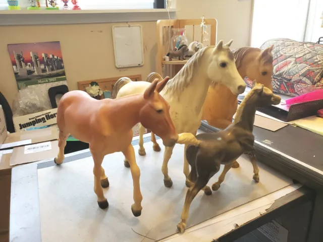 Three Carpet Herd Breyer Horses One Mule Play Or CM Projects