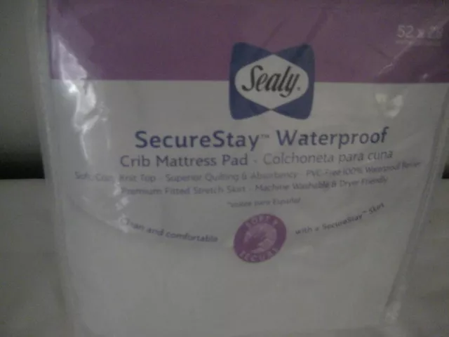 Sealy SecureStay Waterproof Crib Mattress Pad   52 x 28 2