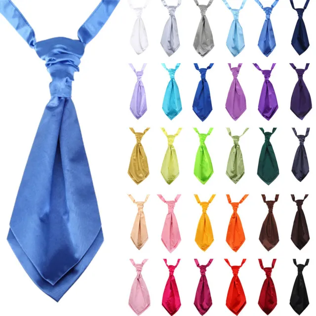 New Italian Adult Mens Satin Wedding Ruche Cravat Tie Party Event - Many Colours