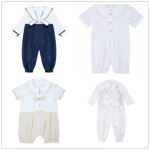 Newborn Baby Boys Christening Romper Sailor Style Wedding Party Formal Outfits