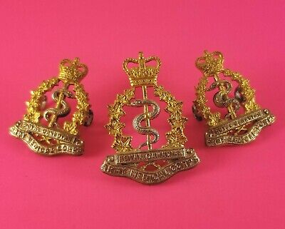 Set Of Royal Canadian Army Medical Corps Officer's Cap & Collar Badges