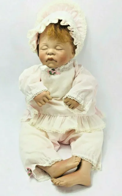 Lee Middleton First Moments Sleeping Baby Girl Doll 21in Vintage 1983 COA Lashes