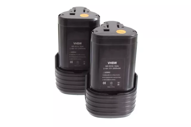 2x BATTERIE 12V 2000mAh Li-Ion pour Worx WX382.M1, WX382.M2, WX521.1