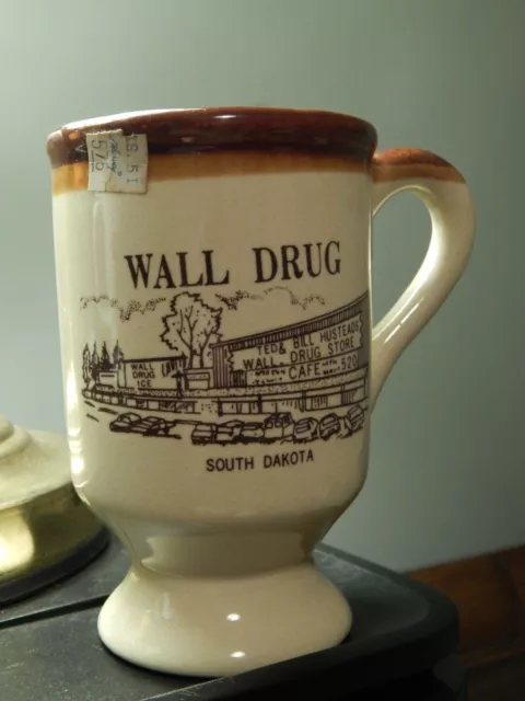 WALL DRUG (South Dakota) Ceramic Stoneware Brown Glaze [MUG_CUP] Ltd_Vtg USA