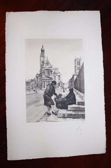 1930 Pierre-Yves PETIT YVON - PARIS Church of Saint Etienne du Mont - signed