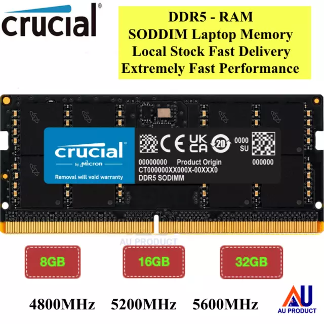 DDR5 Crucial Laptop RAM Memory 8GB 16GB 32GB SODIMM RAM 4800MHz 5200MHz 5600MHz