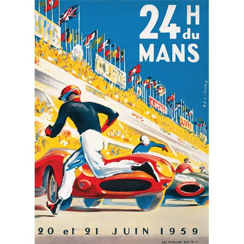 NEW Vintage Le Mans 24H 1959 Racing Classic Reproduction Poster - A3 420 X 297mm