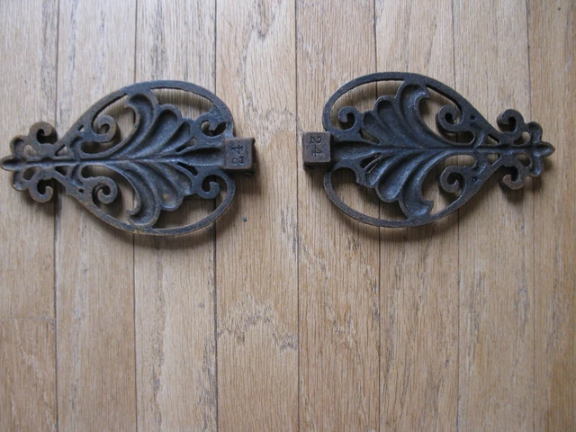 Curtain Rod Ends Art Nouveau Fancy Large One Pair Cast Iron 2