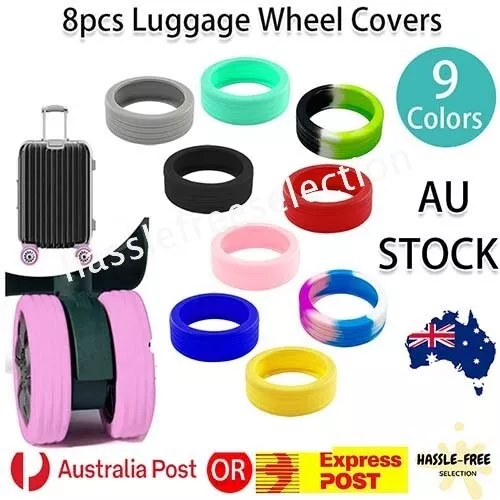 8x Luggage Wheel Silicone Covers Suitcase Wheels Protector Protection Sleeve