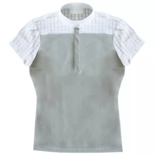 Cavalleria Toscana Light Grey XL Damen Turniershirt Crochet + Jersey Competition