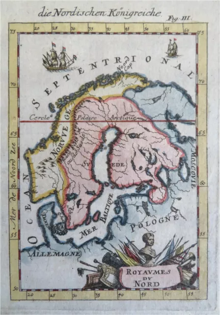 Scandinavia Sweden Finland Norway Denmark 1719 Mallet decorative map