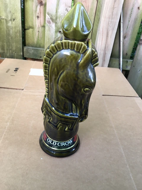 Vintage old Crow chess whiskey decanter Dark night horse VGC Empty