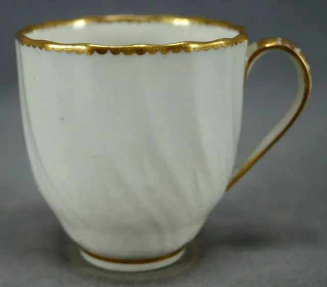 Early 18th Century Derby White & Gold Porcelain Coffee Cup Circa 1784-1806
