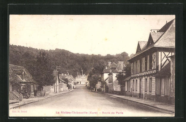 CPA La Riviére-Thibouville, Route de Paris 1934