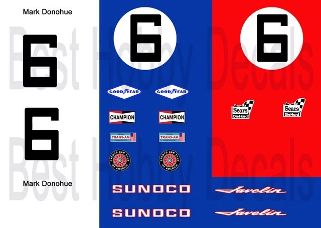 1/24 Mark Donohue Sunoco Penske Camaro Decal – TRANS AM 1967-68-69 (Highline)