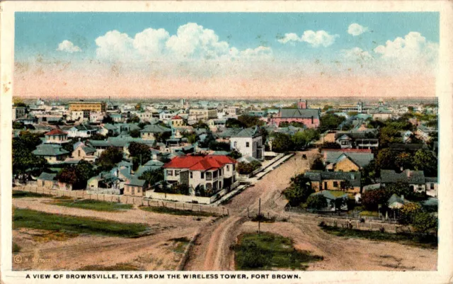 Aerial View from Wireless Tower, Fort Brown, Brownsville, Texas TX Postcard