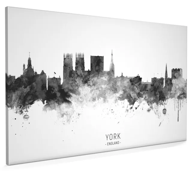 York Skyline England, Poster, Canvas or Framed Print, watercolour painting 11497