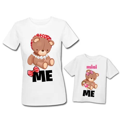 Set coppia madre figlia t-shirt donna + maglietta bimba Me mini Me mamma orsa!