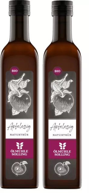 Apfelessig BIO naturtrüb 2x500ml (1L) - mit Essigmutter - Ölmühle Solling