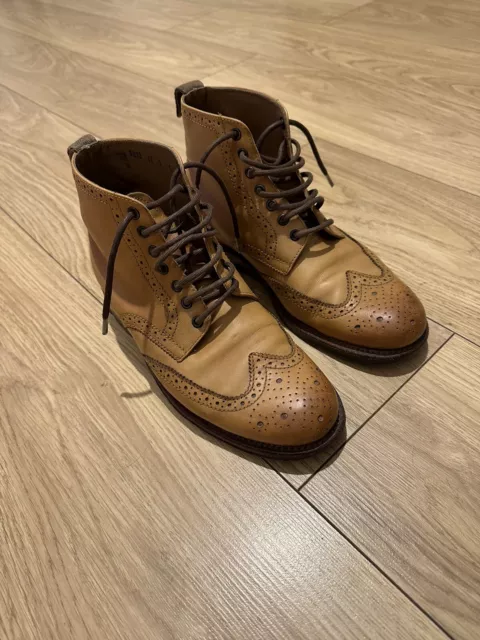 MEN S TAN BROWN Grenson Sharp Brogue Boots UK 7 G Recently Heeled