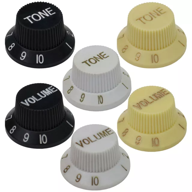 Guitar Volume / Tone Knobs - 6mm Splined Push-Fit Control Knob