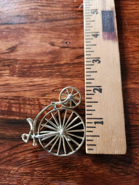 Vintage Zentall Unicycle Brooch Big Wheel Pin Transportation Jewelry 3
