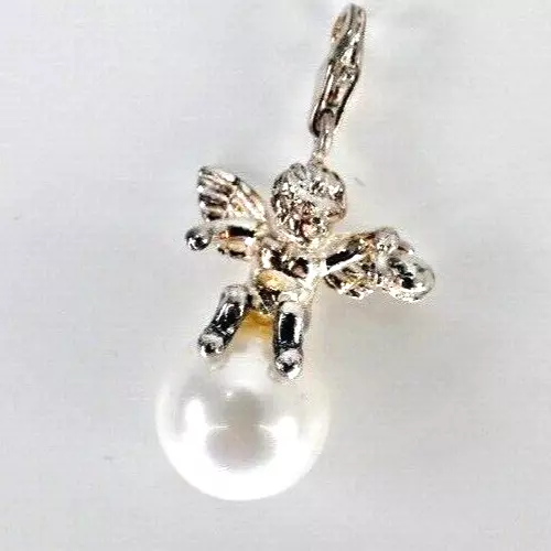 Angel Necklace Sterling Silver Pendant Bracelet Pearl Cherub Charm New Tone 3D