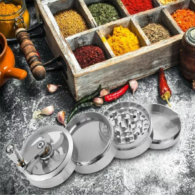 4 Layer Metal Zinc Alloy Herb Tobacco Grinder Hand Muller Smoke Spice Crusher 3