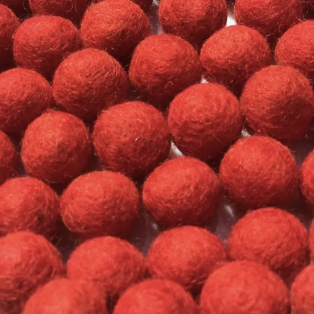 2cm Felt Balls Handmade Brick Red Colour Wool Pom Pom Beads DIY Crafts Supplies