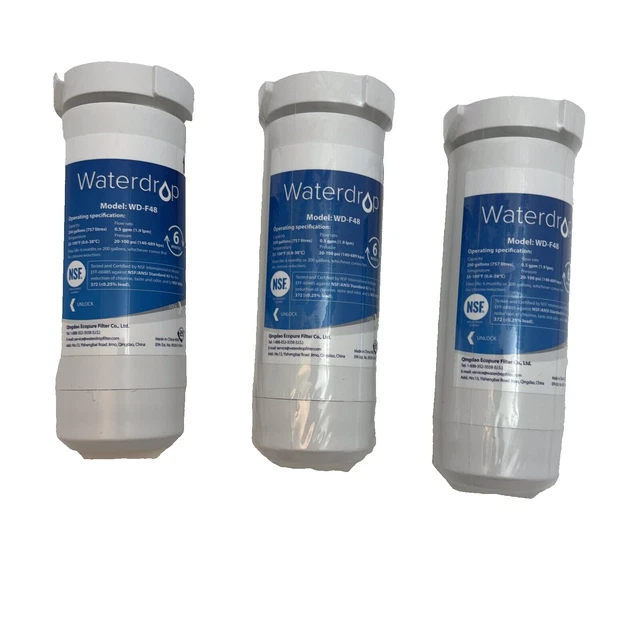 WATERDROP WDF48 ERSATZ für GE XWF Kühlschrank Wasserfilter 3er Pack