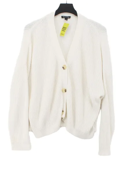 Whistles Women's Cardigan M Cream 100% Cotton V-Neck Cardigan